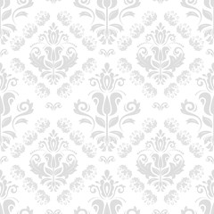 Oriental vector classic light silver pattern. Seamless abstract background with repeating elements. Orient background