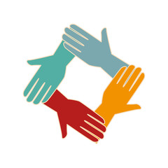 hand human silhouette colors community icon vector illustration design