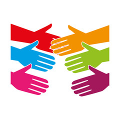 hand human silhouette colors community icon vector illustration design