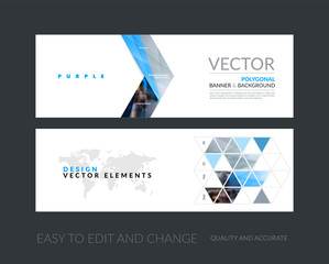 Vector set of modern horizontal website banners with yellow arro