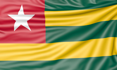 Flag of Togo, 3d illustration with fabric texture
