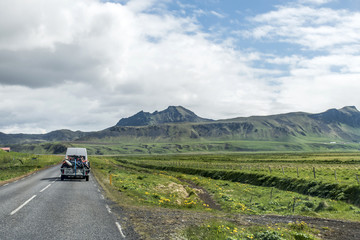 Fototapeta premium Landscape Iceland street Motorcross MX Adventure