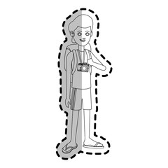 young guy cartoon icon over white background. vector illustration