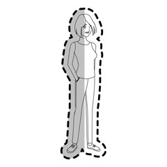 young girl cartoon icon over white background. vector illustration