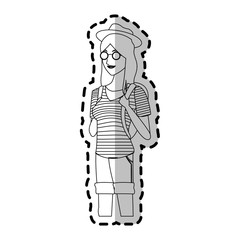 young girl cartoon icon over white background. vector illustration