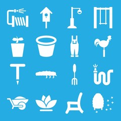 Set of 16 Gardening filled icons