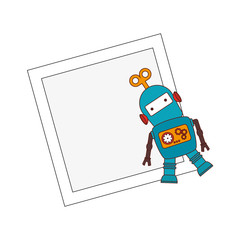 electronic robot with banner card icon vector illustration design