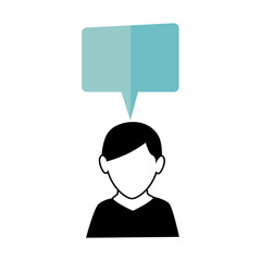 businessman character avatar with speech bubble vector illustration design