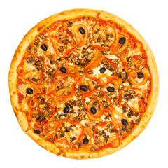 Delicious italian pizza with seafood
