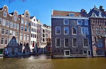 houses in front of the canals Amsterdam Holland - european architecture