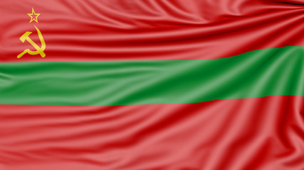 Flag of Transnistria, 3d illustration with fabric texture