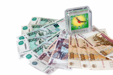 On big money are hours and small coins. Business concept