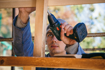 Man working with instrument