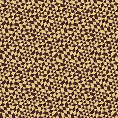 Geometric vector pattern with brown and golden triangles. Geometric modern ornament. Seamless abstract background