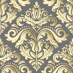 Fototapeta premium Seamless oriental golden ornament. Fine vector traditional oriental pattern with 3D elements, shadows and highlights
