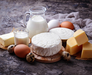 Milk, cottage cheese, sour cream, butter, eggs