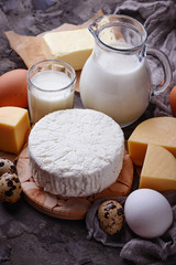 Milk, cottage cheese, sour cream, butter, eggs