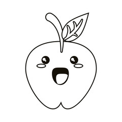 kawaii apple fruit juicy thin line vector illustration eps 10