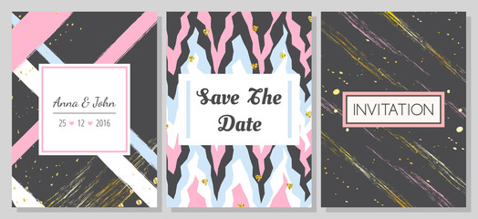Set of romantic abstract cards