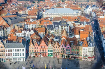 Foto op Plexiglas Aerial view of the old town in Bruges, Belgium © kovgabor79