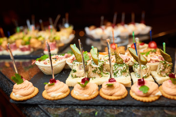 tartlets on a tray in a restaurant
