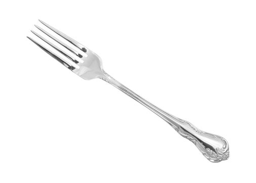 Generic metal fork isolated on a white background.