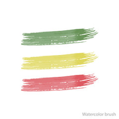Obraz premium vector set of red, yellow, green brushes isolated on white 