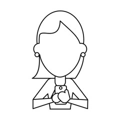 woman chatting  with mobile phone thin line vector illustration eps 10