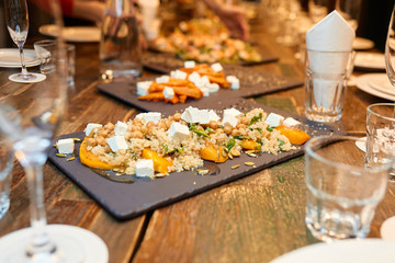Naklejka na ściany i meble tartlets on a tray in a restaurant