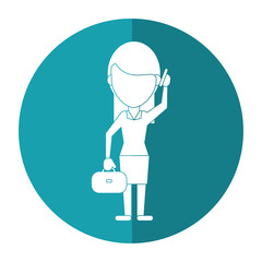 woman business with suitcase talk cellphone shadow vector illustration eps 10