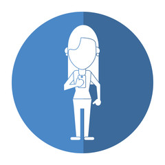 woman message phone device shadow vector illustration eps 10