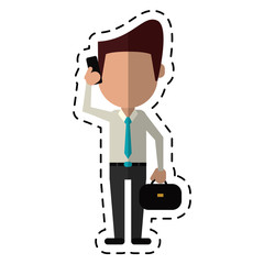 business man talk smartphone dot line vector illustration eps 10