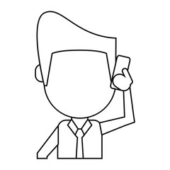 business man talk smartphone thin line vector illustration eps 10