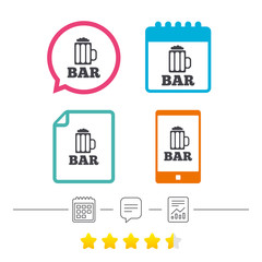 Bar or Pub sign icon. Glass of beer symbol.