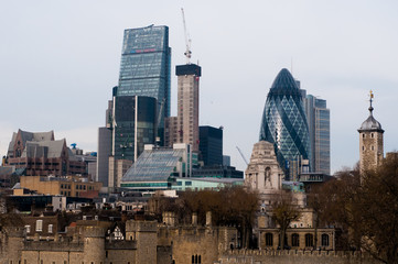 UNITED KIGDOM, LONDON, DECEMBER 07, 2016: View of London skyscrapers in London-City