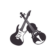 guitar and chello instrument isolated icon vector illustration design