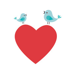 heart love with birds card icon vector illustration design