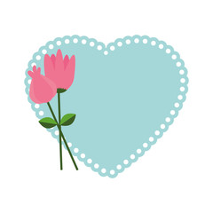 heart love with flowers card icon vector illustration design