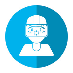 gamer with virtual reality augmented device shadow vector illustration eps 10