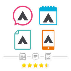 Tourist tent sign icon. Camping symbol.