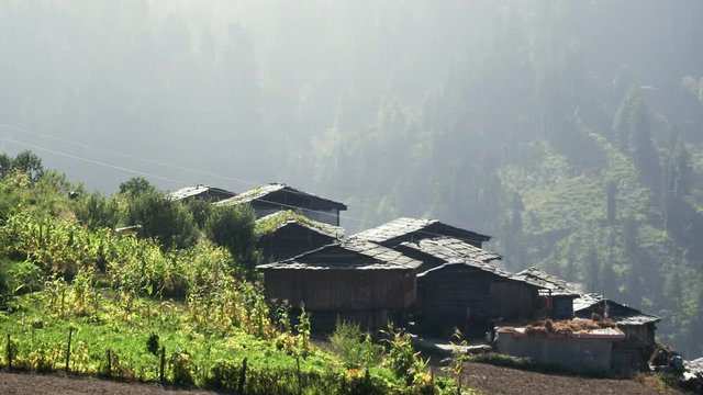Roofs of the old village in the Himalayas