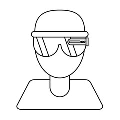 boy user vr glasses smart technology thin line vector illustration eps 10
