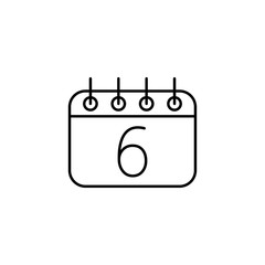 calendar sheet 6 date schedule appointment line icon