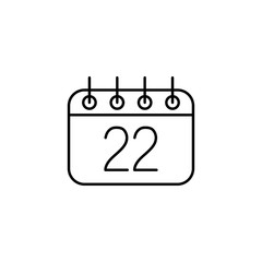 calendar sheet 22 date schedule appointment line icon