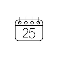 calendar sheet 25 date schedule appointment line icon