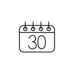 calendar sheet 30 date schedule appointment line icon