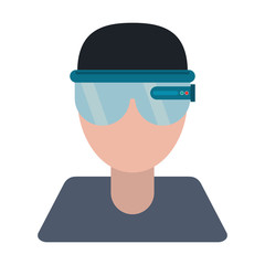 boy user vr glasses smart technology vector illustration eps 10