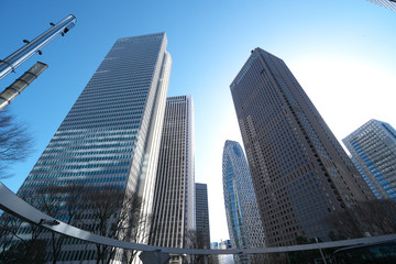 Fototapeta na wymiar Buildings in Shinjuku, Tokyo, in the morning