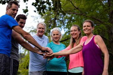Group of people doing a hand stack