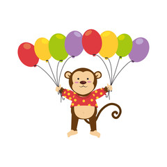 cute monkey circus animal vector illustration design